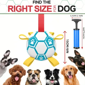 Pallone da Calcio Interattivo per Cani con Linguette di Presa Palla da Allenamento in PU Resistente per Cani di Piccola Media e Grande Taglia Giocattolo da Riporto per Esterni