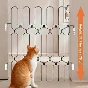 Foldable metal pet safety gate for cats and dogs, 78cm height isolation fence