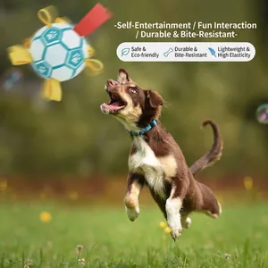 Palla da calcio interattiva per cani con cinghie in nylon per addestramento all'aperto