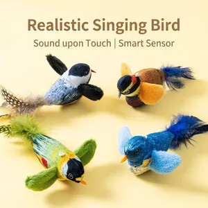 Realistic Simulation Sounding Bird Cat Toy Plush Interactive Feather Toy With Smart Sensor And Catnip For Boredom Relief