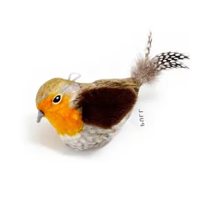 Realistic simulation chirping bird cat toy with soft feathers for interactive indoor play