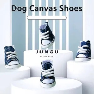 Scarpe per Animali in Tela Denim Traspirante per Piccoli Cani Gatti Sneakers da Cucciolo Antiscivolo ad Alta Resistenza all'Aperto