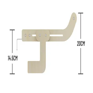 Technical diagram showing dimensions for adjustable wooden cat hammock hanging bracket