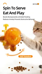 Détail du jouet distributeur pour chat avec rotation à 360 degrés et chat jouant