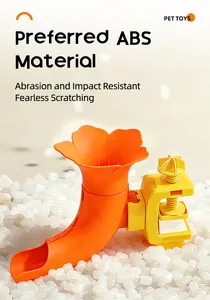 Detail van de hondenballenwerper gemaakt van duurzaam oranje en geel ABS-materiaal