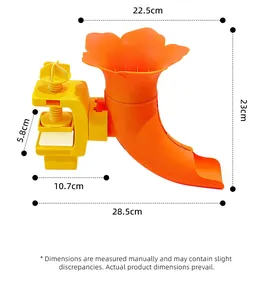 Technische detailweergave van de bloemvormige hondenbaltrainer met afmetingen 28,5x23cm