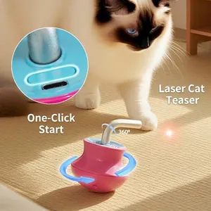 Automatic pink cat laser toy featuring 360 degree rotating tumbler for pet play