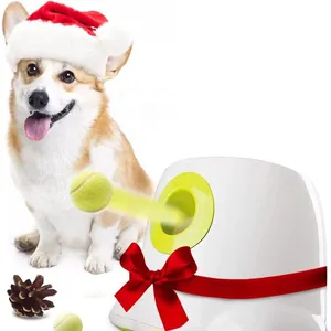 Lanceur de Balles de Tennis Automatique pour Animaux Machine Interactive pour Chiens Double Alimentation Avec Balles Élastiques
