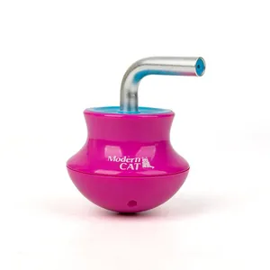 Automatic laser tumbler cat toy in vibrant pink with Modern CAT logo for active play