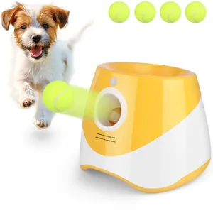 Automatic electric dog ball launcher with tennis balls for interactive outdoor pet training