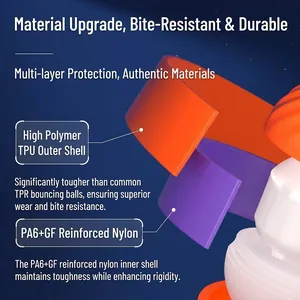 Balle de jeu interactive pour animaux avec couches en TPU et nylon renforcé.