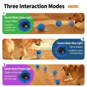 Automatic ETPU dog ball toy with 3 interactive modes and LED light indicators