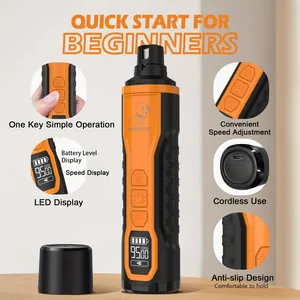 Detailed view of electric pet nail grinder features including LCD screen and Type-C port