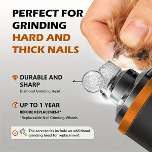 Close-up of diamond grinding head on professional pet electric nail grinder