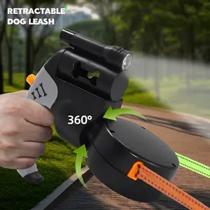 Dual Head Retractable Dog Leash 360 Degree No Tangle Double Leashes With LED Light For Two Small Medium Dogs Walking
