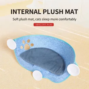 Komfortable Katzenhängematte aus blauem Filz mit weichem grauem Plüsch-Innenkissen