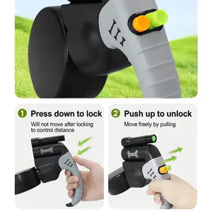 Professional dual retractable dog leash with LED light and safety lock mechanism for two dogs