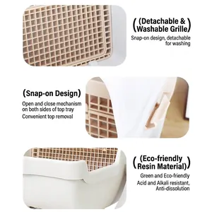 Semi-automatic cat litter box features showing removable grid and resin material