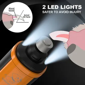 Professional pet electric nail grinder with 2 LED lights for safe and injury-free trimming