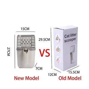 Integrated cat litter scooper set with waste bag compartment and size dimensions