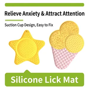 Tapis de léchage en silicone pour animaux, formes étoile et glace, pour manger lent