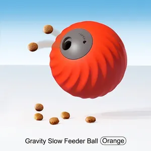 Balle de jeu électrique orange pour chat avec distributeur automatique de nourriture
