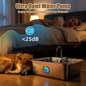 Fuente de agua de acero inoxidable 18L ultra silenciosa para perros, menos de 25dB
