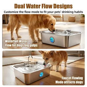 Fuente de agua de 15L para mascotas de acero inoxidable con modos de flujo duales
