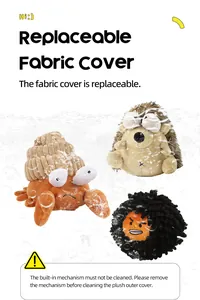 Dettaglio di un giocattolo elettrico di peluche per cani con rivestimento sfoderabile