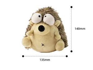 Dettaglio del peluche riccio per cani con misure di 140 mm di altezza e 135 mm.
