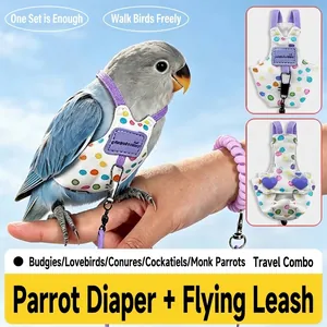 Adjustable Parrot Harness Leash Breathable Bird Flight Suit Diaper For Budgerigar Cockatiel Conure Lovebird Outdoor Pet Supplies Soft Fabric Design