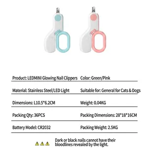 Mini LED νυχοκόπτης κατοικίδιων για γάτες και σκύλους με φως γραμμής αίματος και κλείδωμα