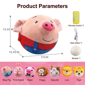 Interactive musical bouncing pet plush ball with remote control and 7 animal styles