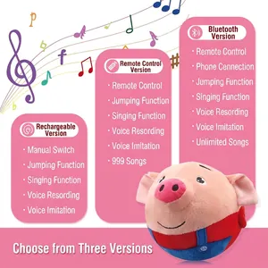 Interactive jumping pig plush pet toy with Bluetooth music and recording features