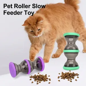 Jouet interactif et distributeur de croquettes pour chat en forme d'haltère
