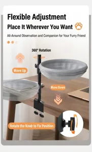 Detail van 360 graden draaibare bureau-gemonteerde kattenmand, verstelbaar