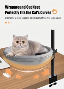Gedetailleerd overzicht van de 360 graden draaibare bureaukattenmand met klembevestiging