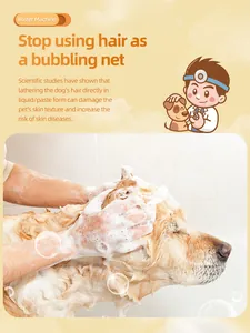 Detailed view of rich foam on golden retriever hair for automatic pet bathing machine