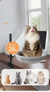 Draaibare kattenmand voor bureau, draagvermogen tot 28lb voor zware katten