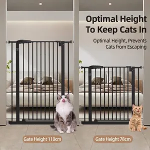 Indoor black safety gate for pets and babies available in 78cm and 110cm height versions