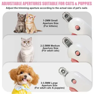 Adjustable pet nail clipper with multiple aperture sizes for cats and puppies