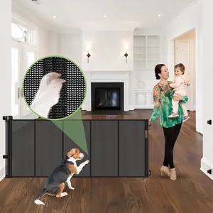 Retractable Baby Safety Gate Indoor Pet Fence Aluminum Alloy PVC Mesh Guard Rail For Stairs Doorways Hallways Safety Barrier