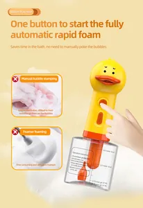 Automatic yellow duck pet bubble machine showing operation instructions and scales
