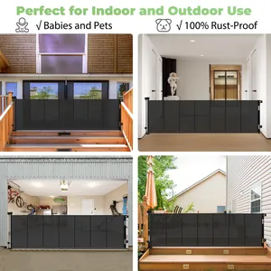 Retractable safety gate for babies and pets suitable for indoor and outdoor use