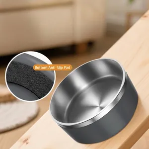 Durable non-slip stainless steel round pet bowl with silicone base for dogs and cats