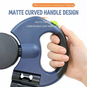Ergonomic frosted curved handle of the retractable dual dog leash for small dogs