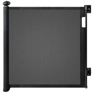 Retractable black mesh baby safety gate for stairs and indoor pet fence protection