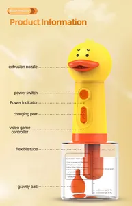 Detailed view of yellow duck electric pet foam maker parts and operation instructions