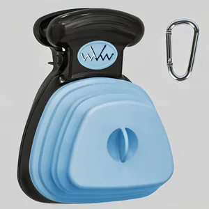 Portable Foldable Pet Pooper Scooper With Carabiner Hook Silicone Plastic Dog Waste Picker Outdoor Cleaning Tool For Dog Walking