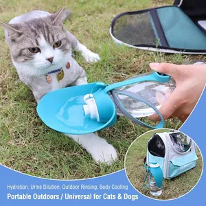Portable leaf-shaped pet water bottle for cats and dogs during outdoor travel trips